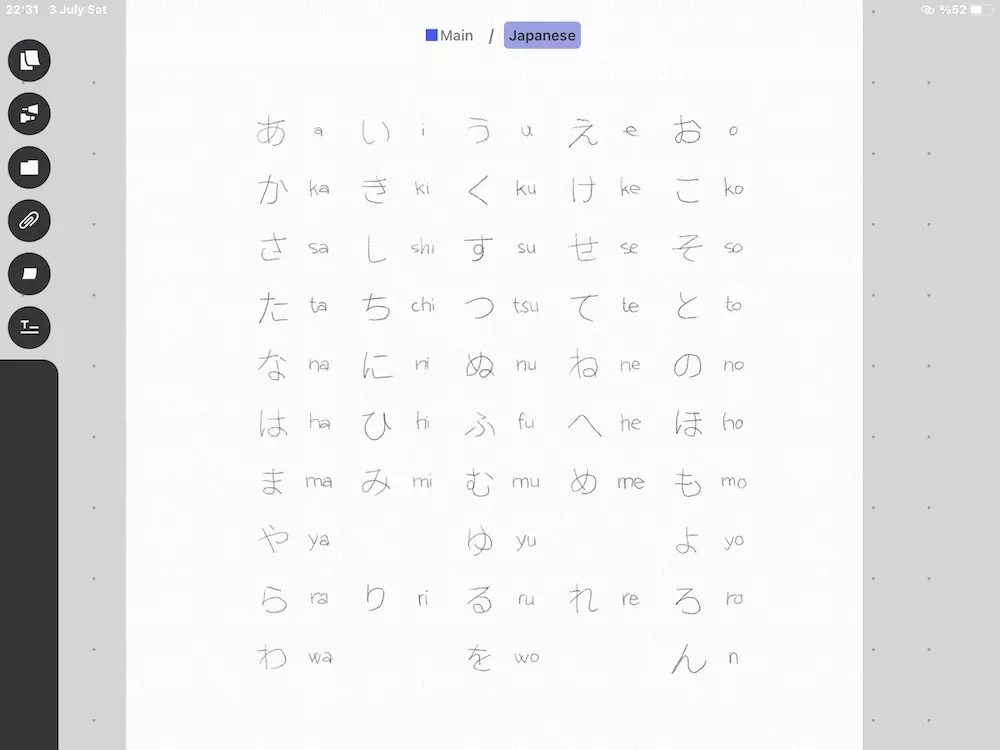japanese letters on iPad